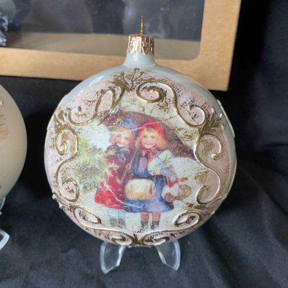 Set of 2 VITBIS hand blown / handmade glass Christmas ornaments made in Poland - Picture 6 of 10